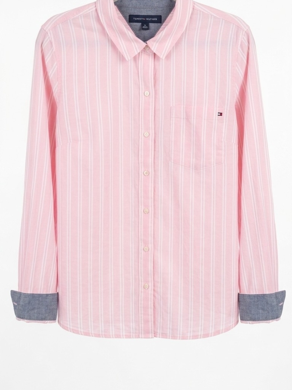 Tommy Hilfiger Pink Striped Cotton Button-Up Shirt